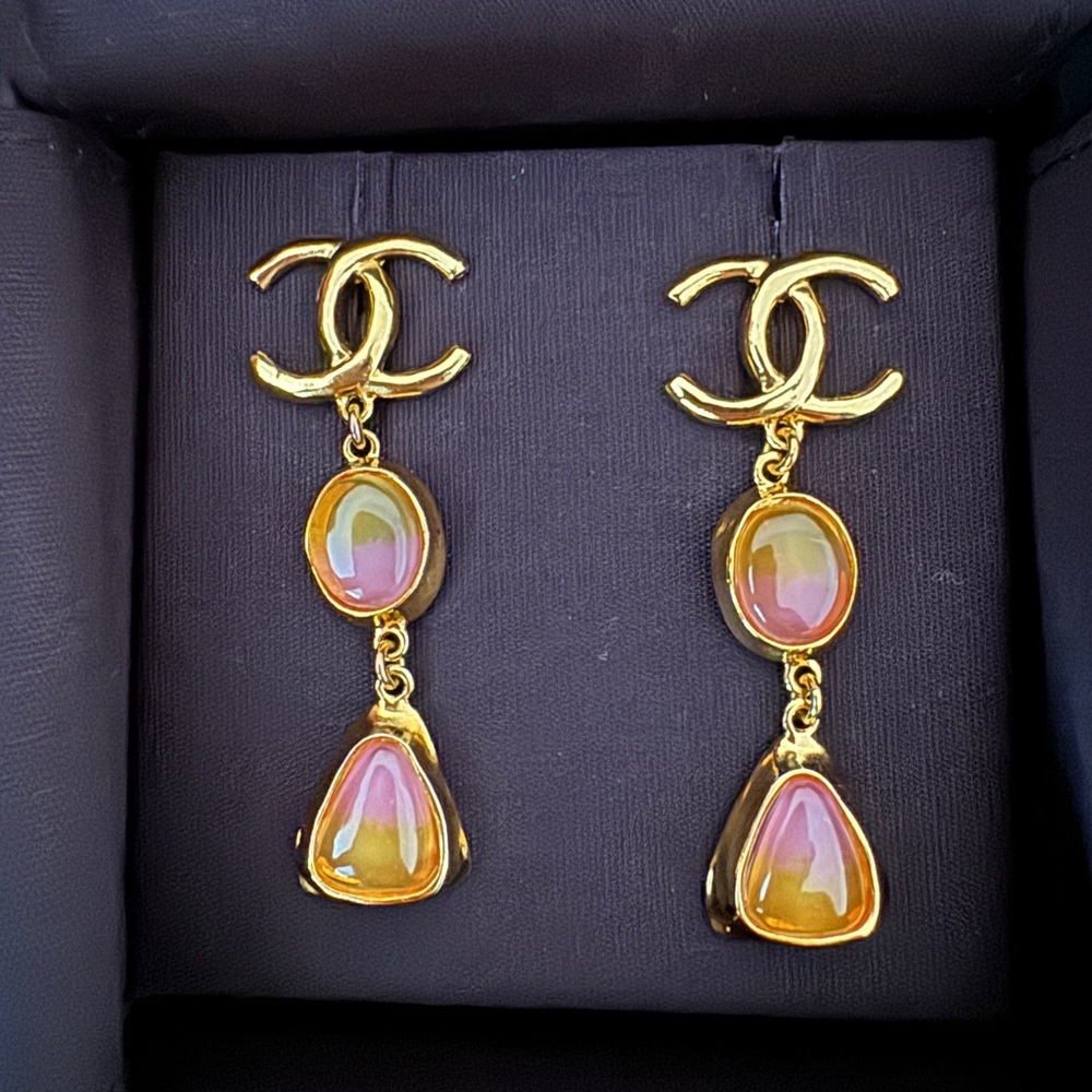 Authentic Chanel pink dangle earrings from 23C